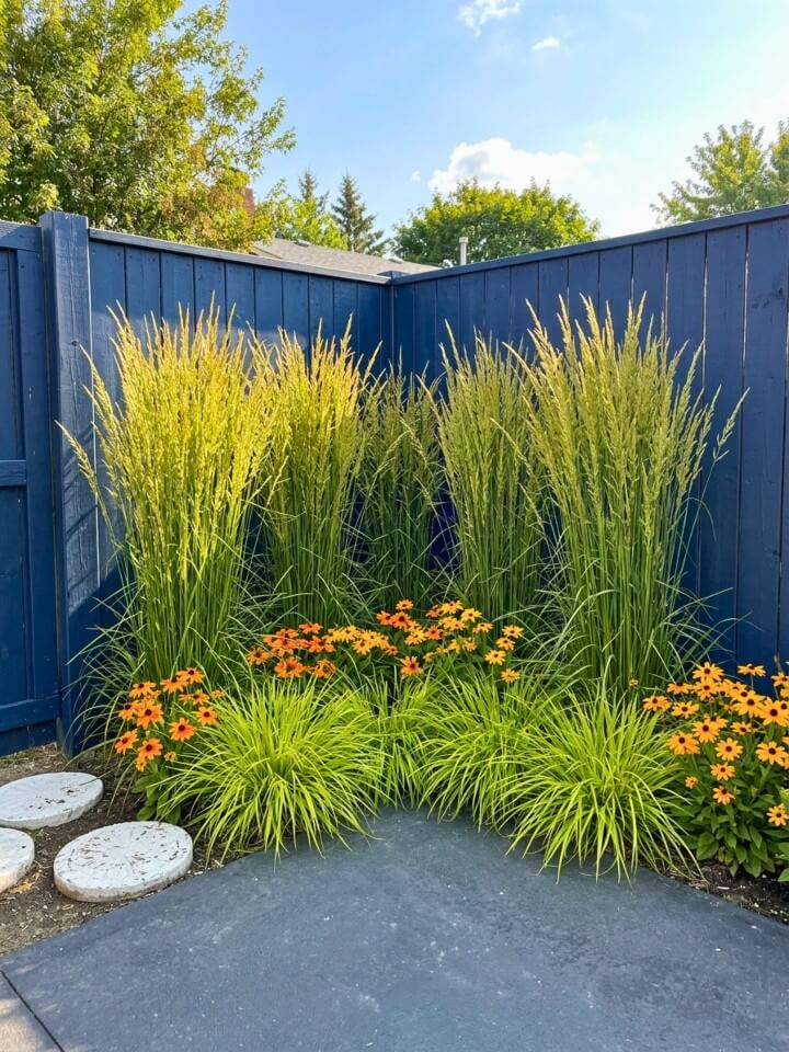 ornamental grass corner landscaping