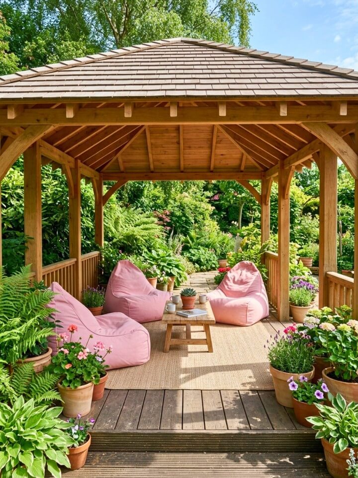 outdoor bean bags creating casual comfort for shade spots