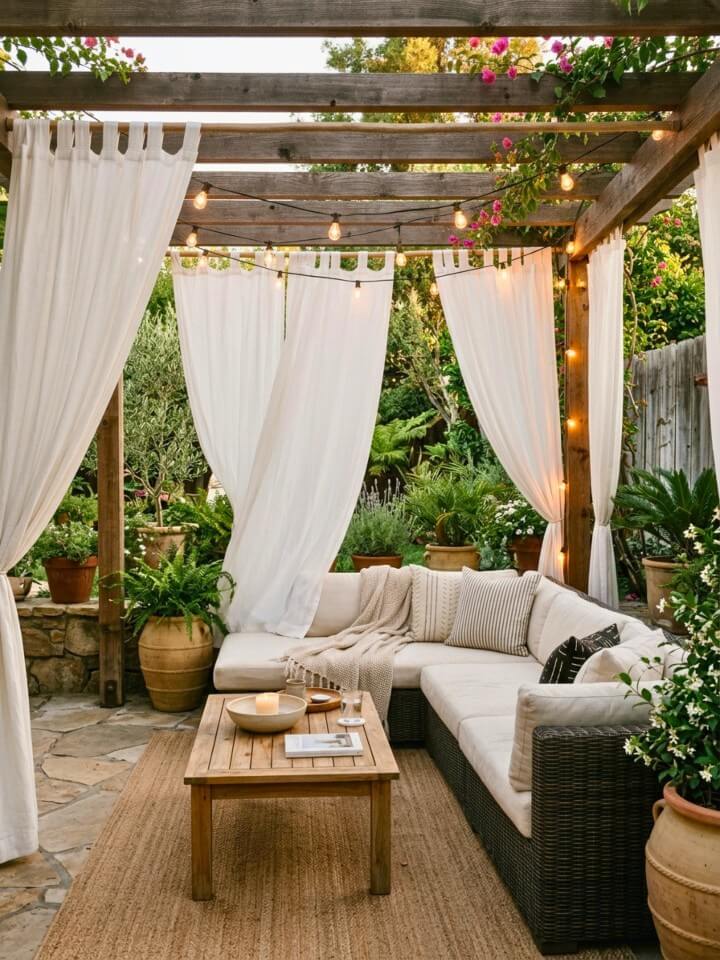 outdoor curtains for pergola privacy