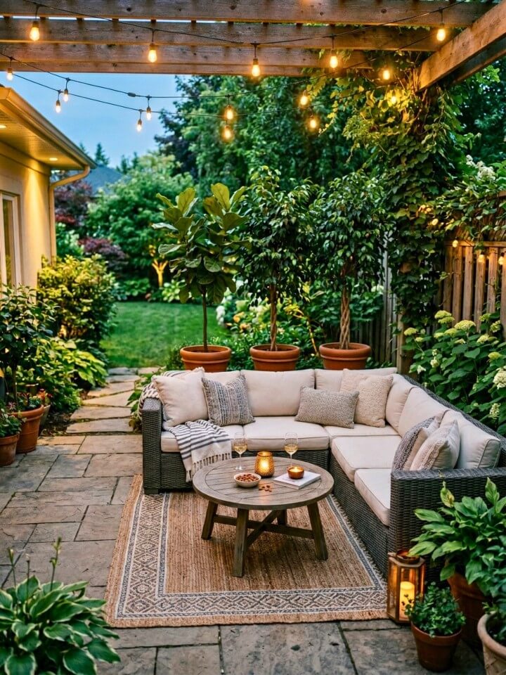 outdoor furniture layout for backyard privacy