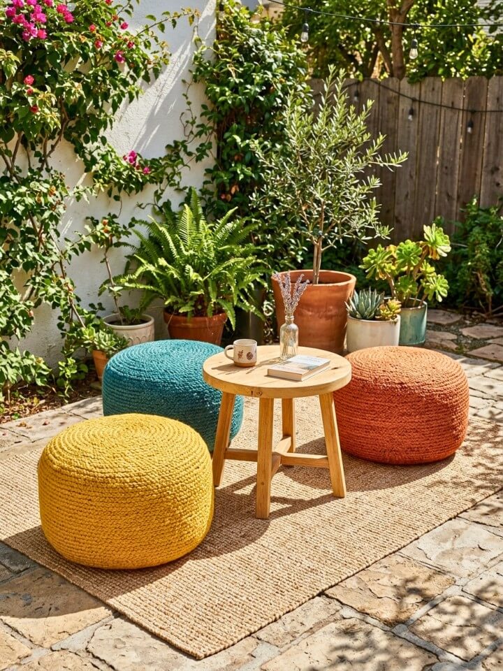 outdoor pouf seating for cozy corners