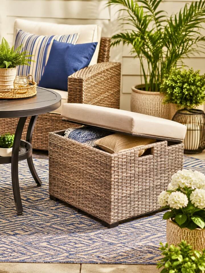 outdoor storage ottoman for small patio