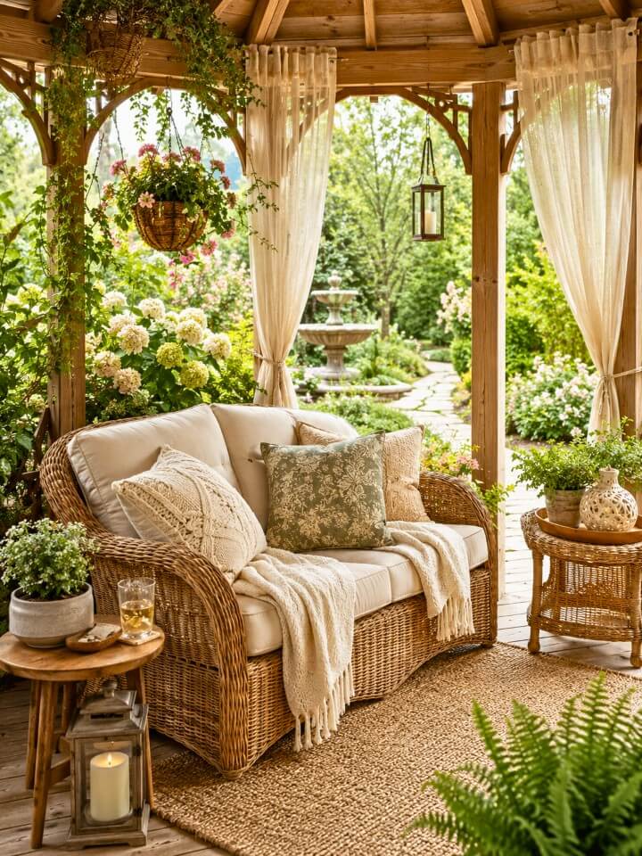 outdoor wicker loveseats with cozy throws