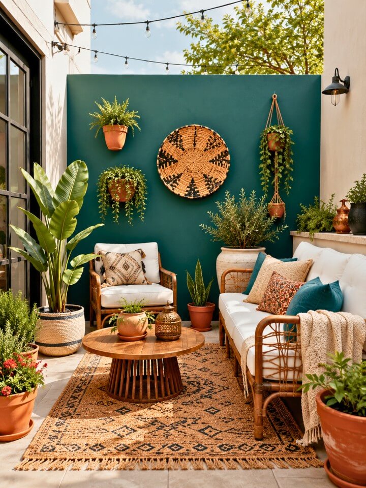 painted accent wall small patio