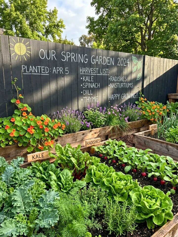 painted chalkboard fence for garden notes
