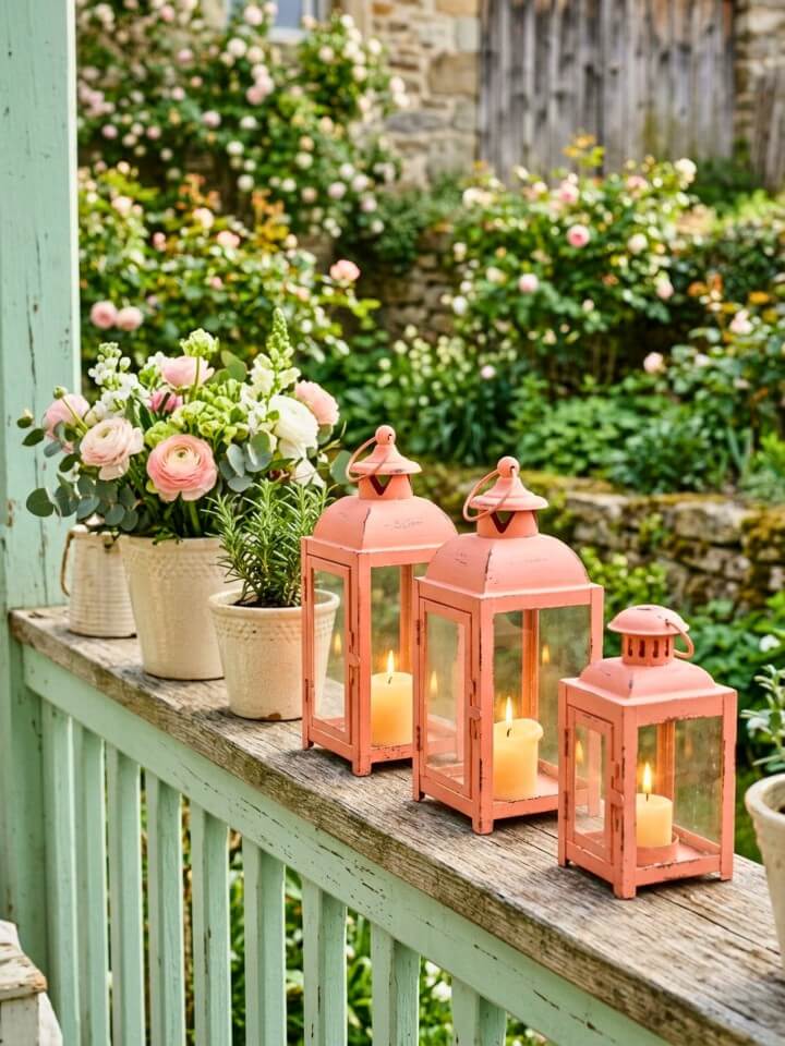 painted lanterns for seasonal outdoor farmhouse lantern decor
