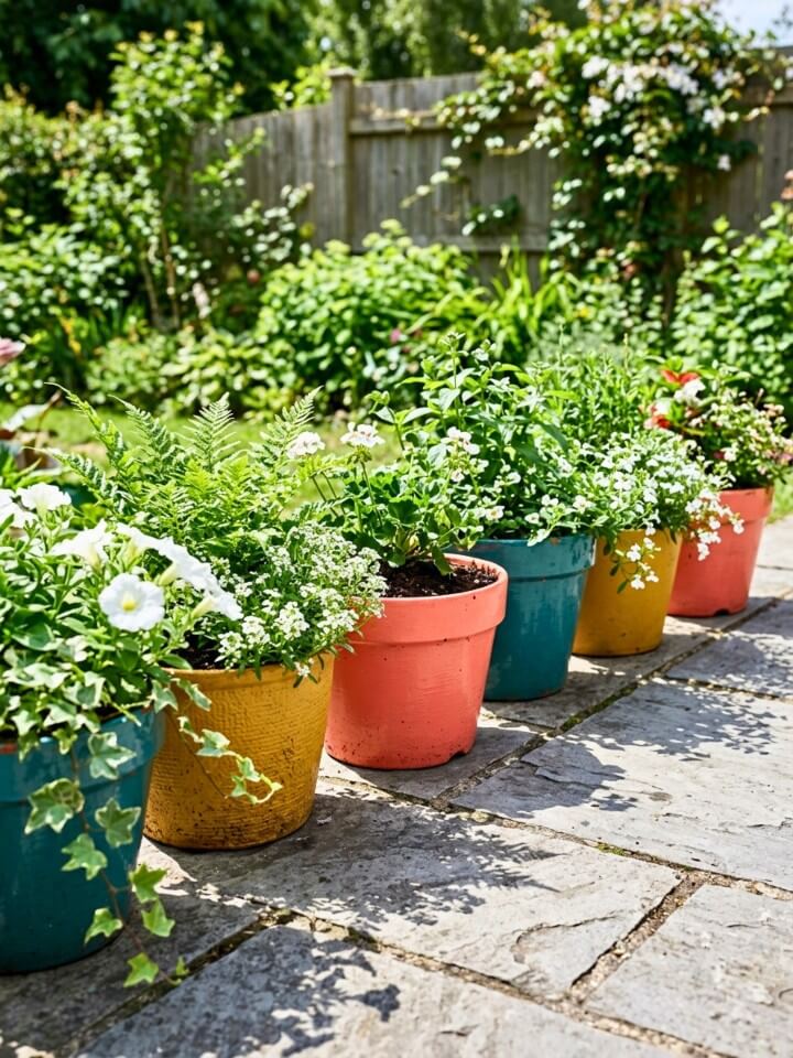 painted planters to brighten patios on a budget