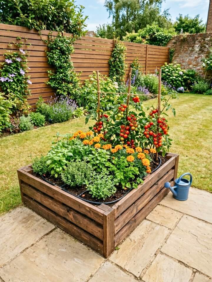 pallet raised bed with built in irrigation system