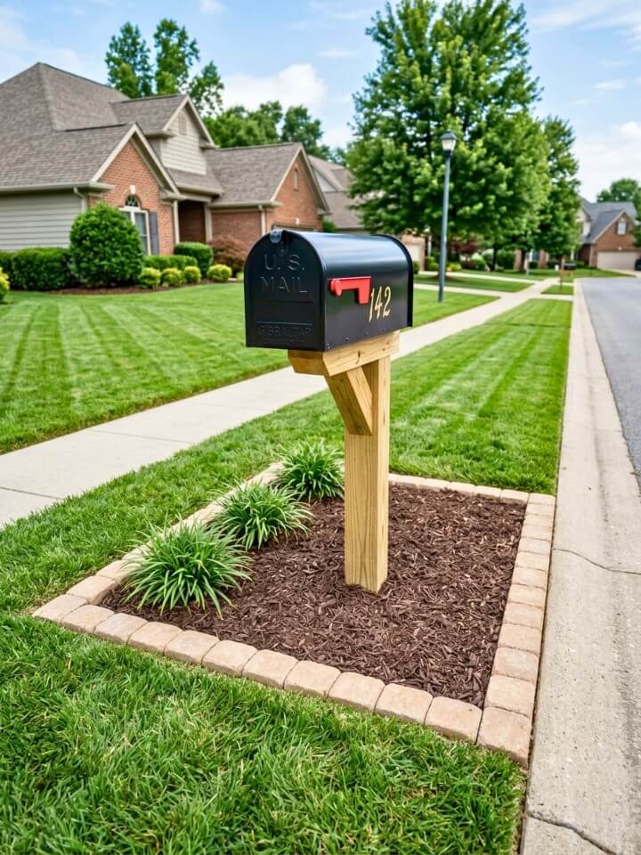 paver edging mailbox garden bed