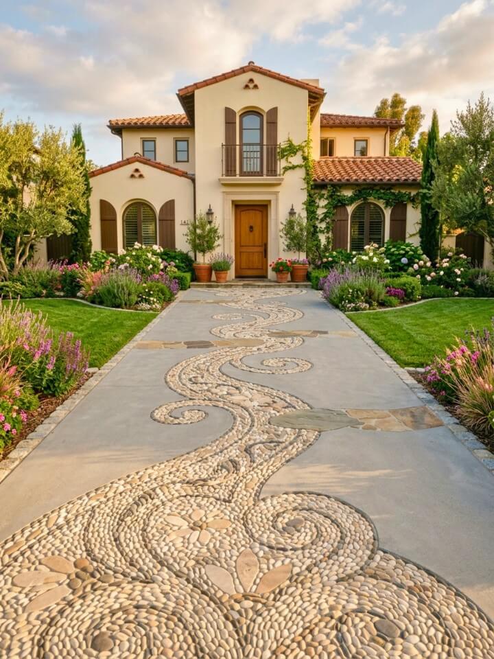 pebble mosaic patterns for a stylish entrance