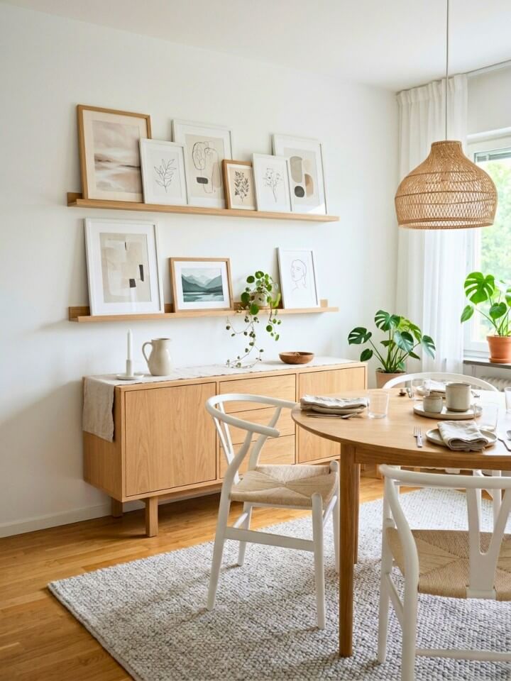 picture ledge display with layered art