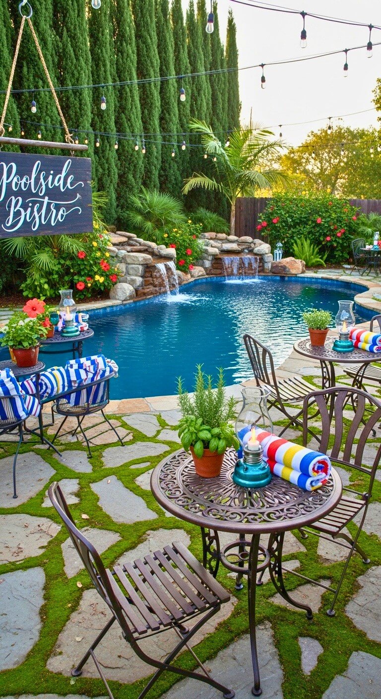 poolside bistro sets for intimate outdoor dining