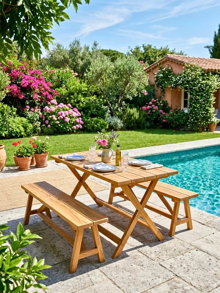 practical foldable picnic tables as pool furniture