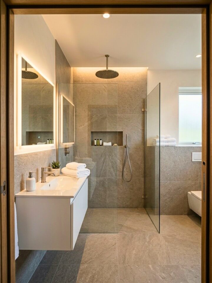 rain shower head for a spa style shower