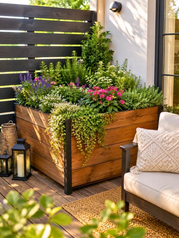 raised planter box for patio corner