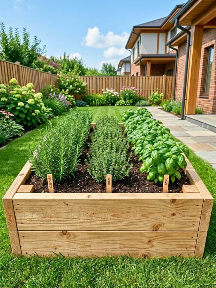 raised wooden herb garden beds for your backyard