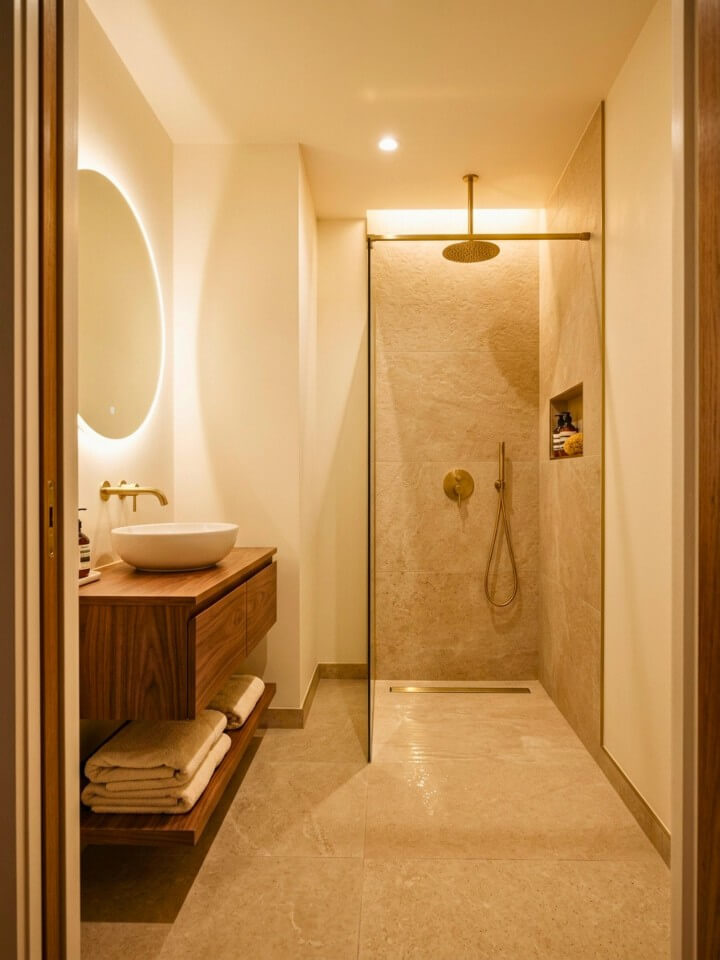 recessed lighting for a brighter shower
