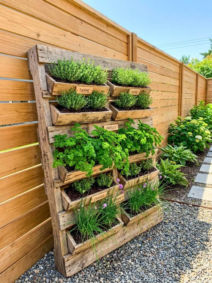 reclaimed pallet vertical herb garden