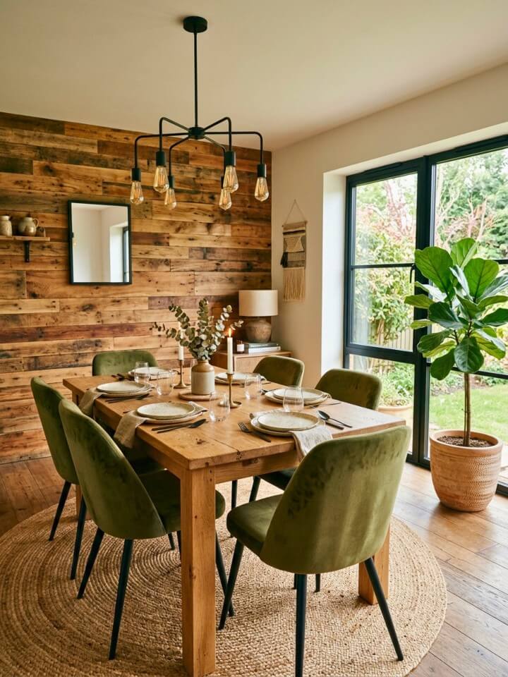 reclaimed wood art wall for rustic appeal
