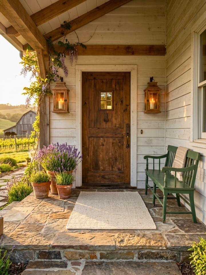 rustic wooden lanterns for farmhouse lantern decor on the porch
