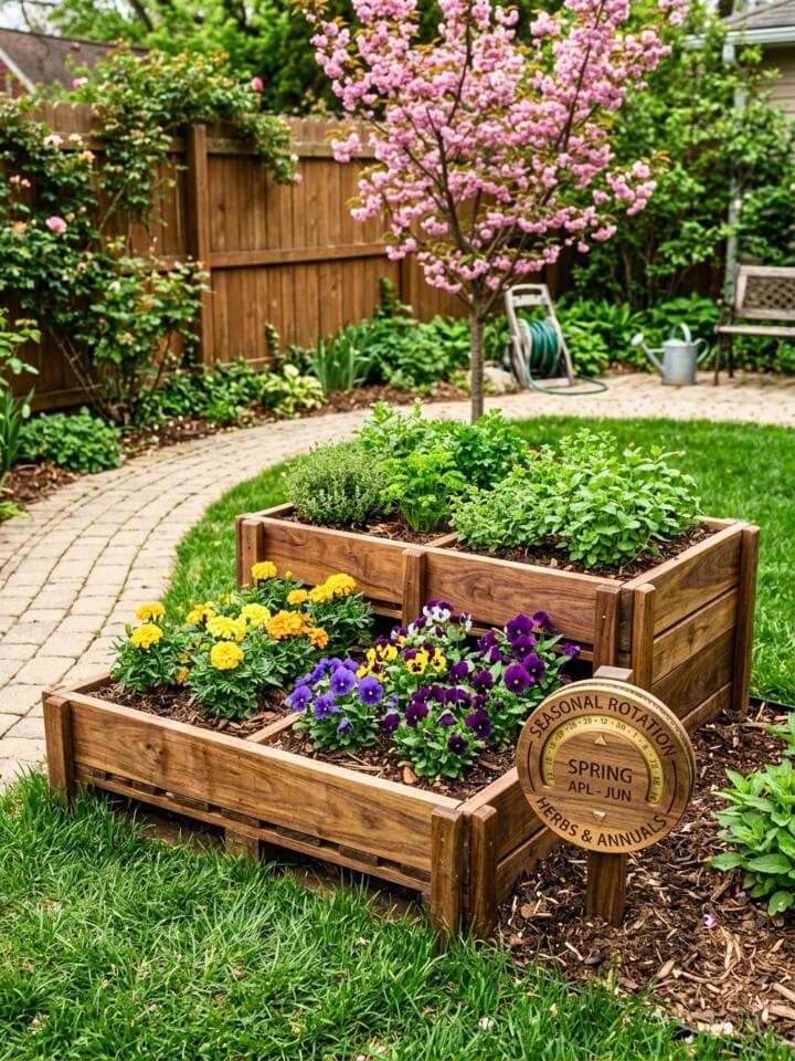 seasonal rotation garden using a pallet raised bed