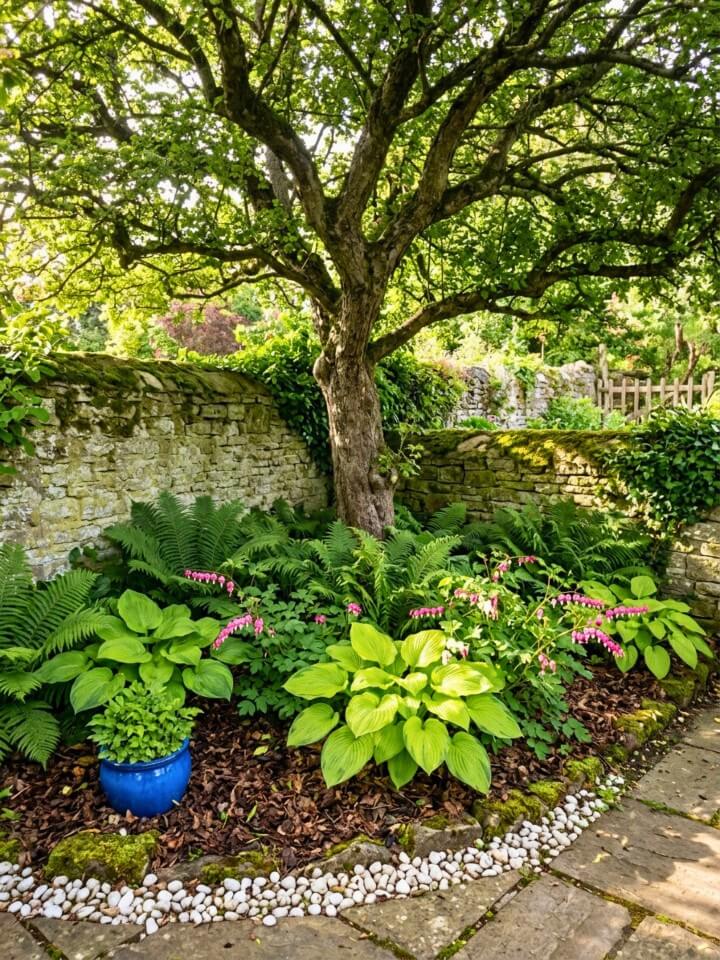 shaded corner fern garden