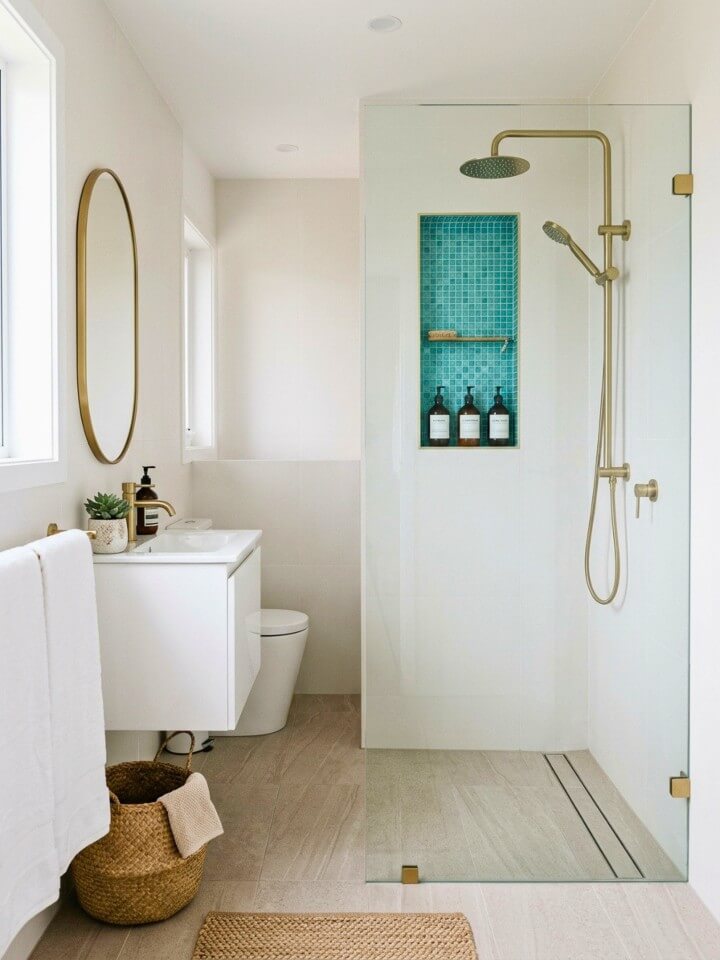 shower niche storage for a tidy shower