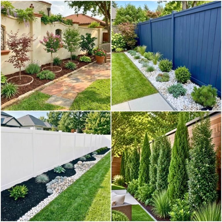 simple fence line landscaping ideas