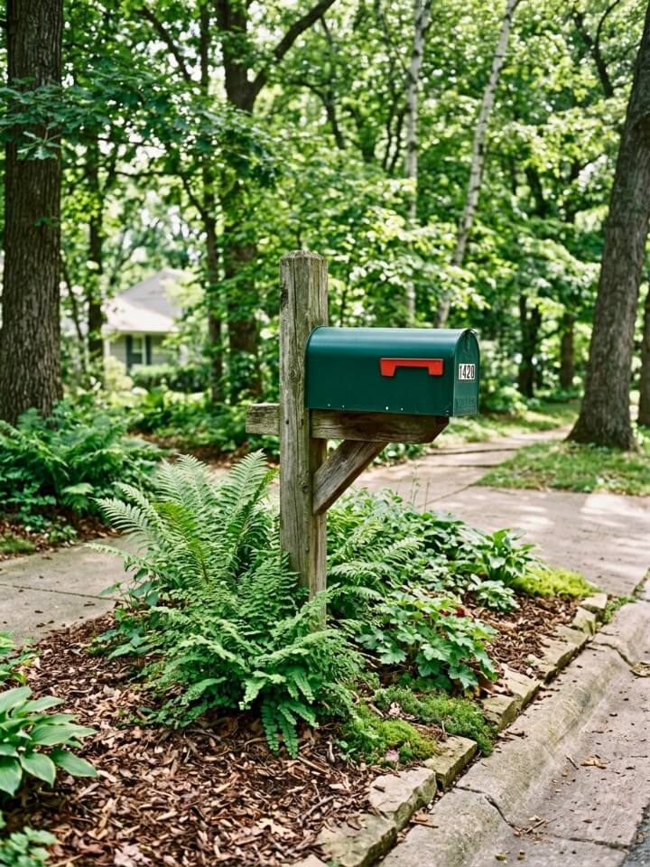 simple fern mailbox corner for shade