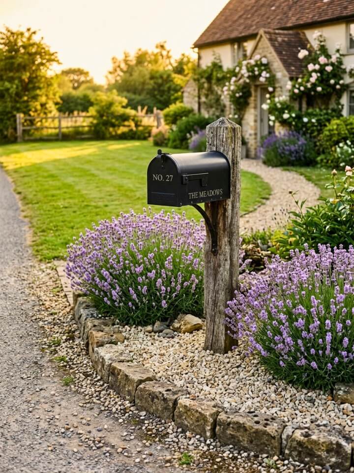 simple lavender mailbox garden