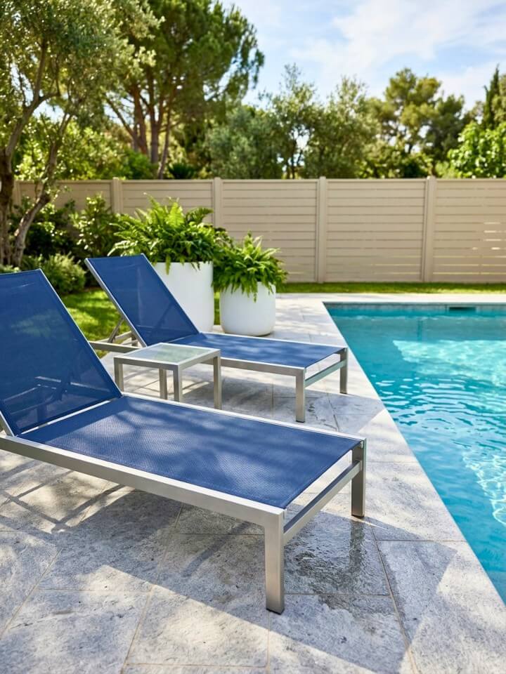sleek mesh chaise lounges for sunbathing comfort
