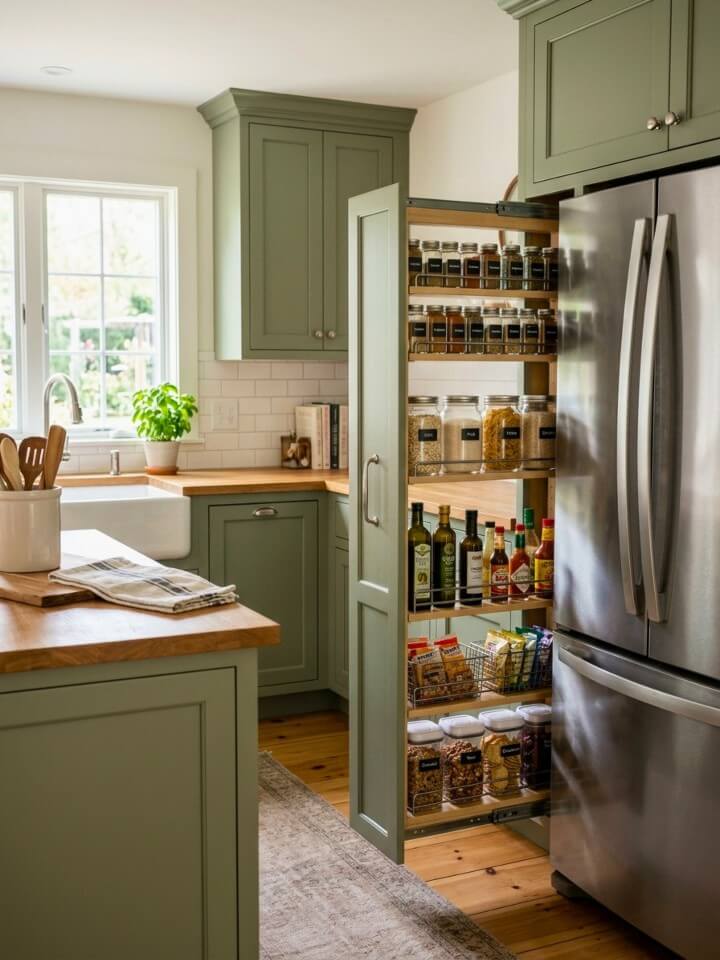 slim pantry cabinet with smart kitchen storage
