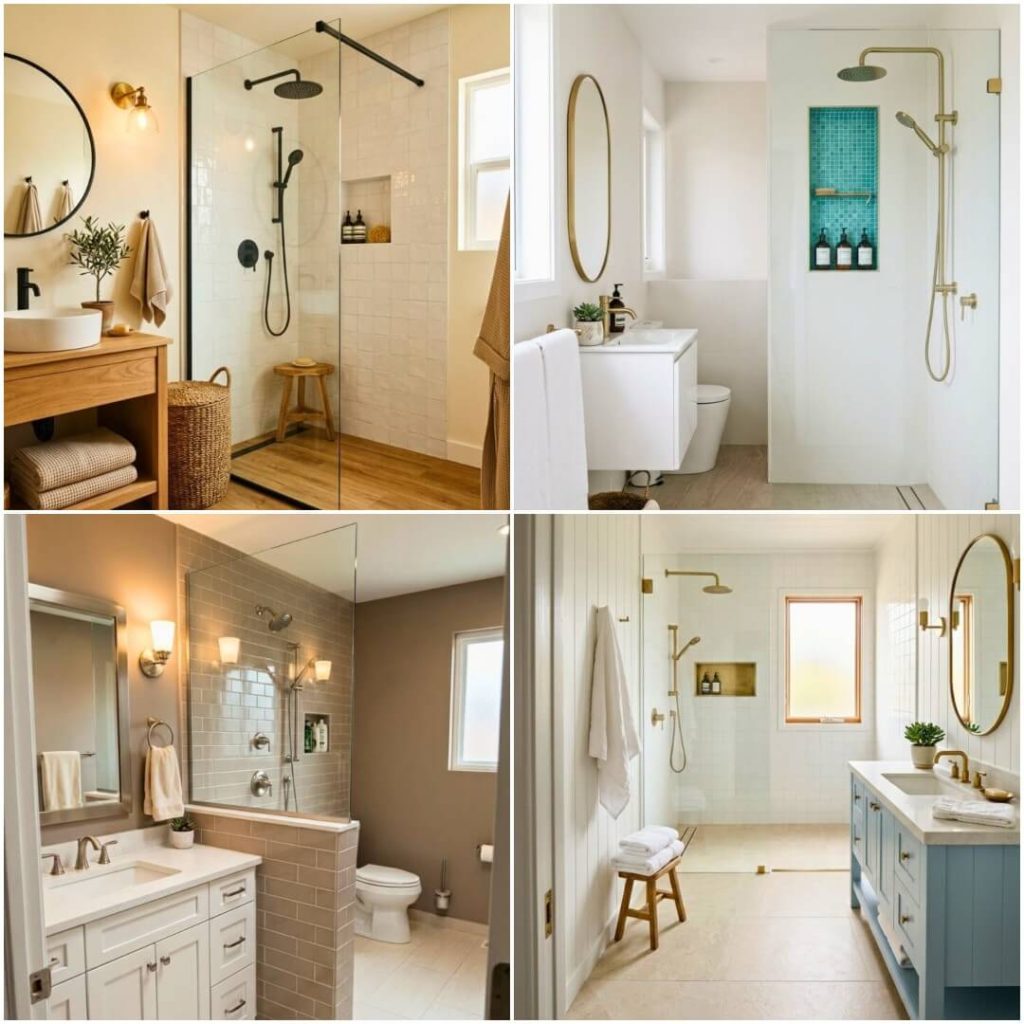 small bathroom curbless shower ideas