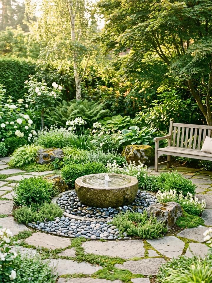 small water feature with a relaxing garden mood