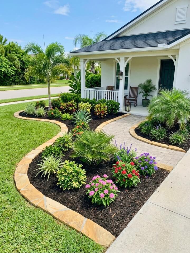 soft curb appeal with curved garden edges