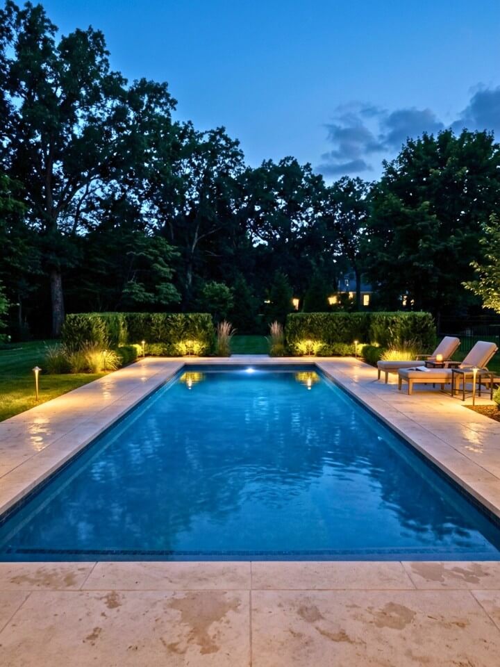 soft outdoor lighting for an evening pool area