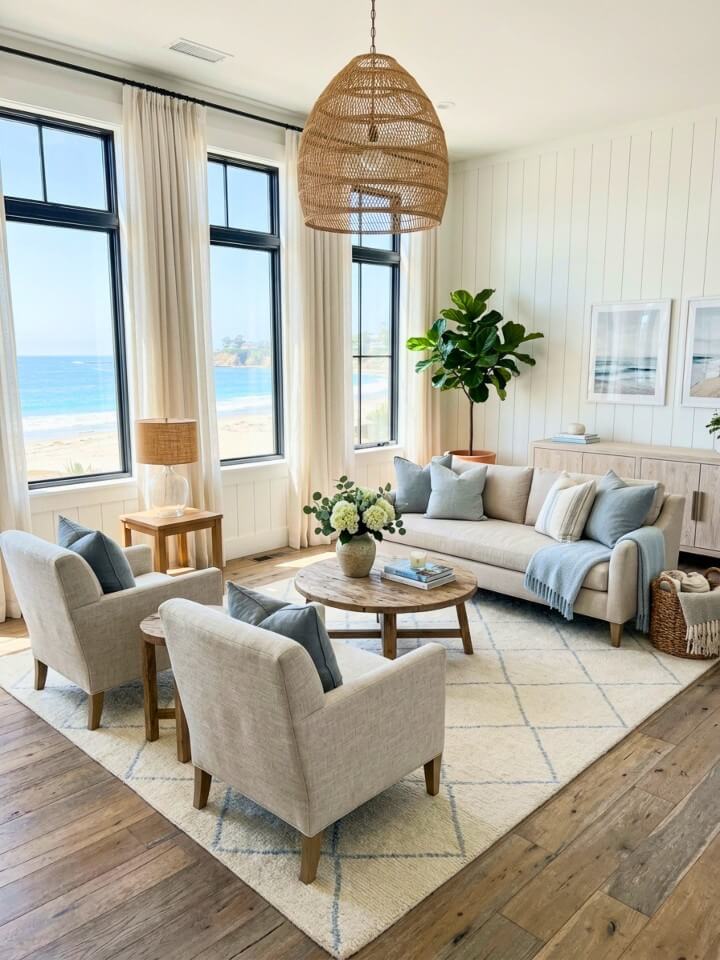 soften your floors with a light area rug