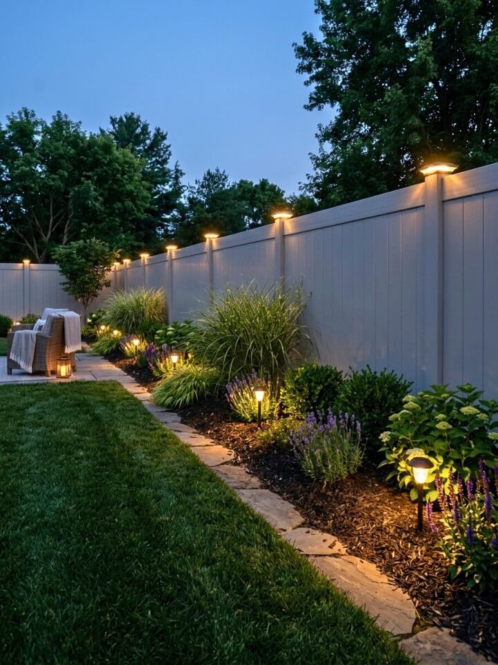 solar lighting ideas for fence line borders