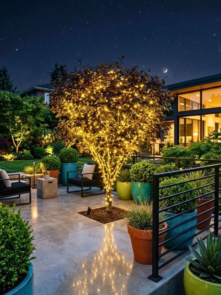 solar powered twinkle lights for backyard trees