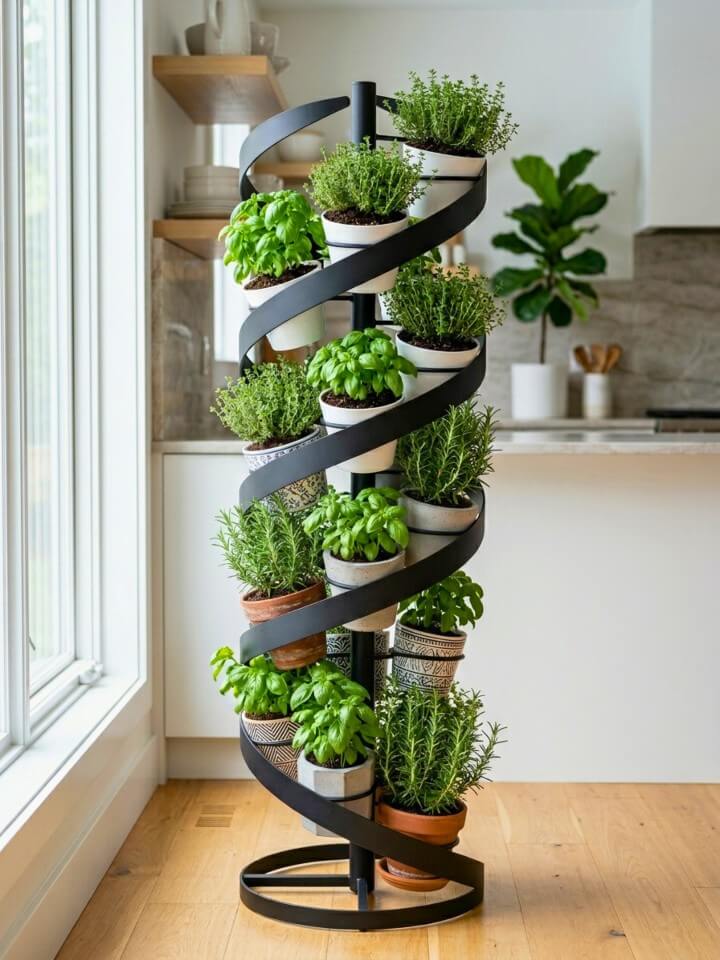 spiral staircase planter tower for herbs