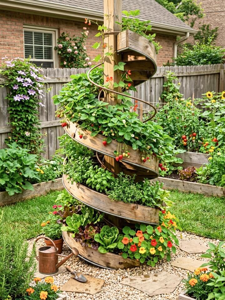spiral tower fence for climbing plants