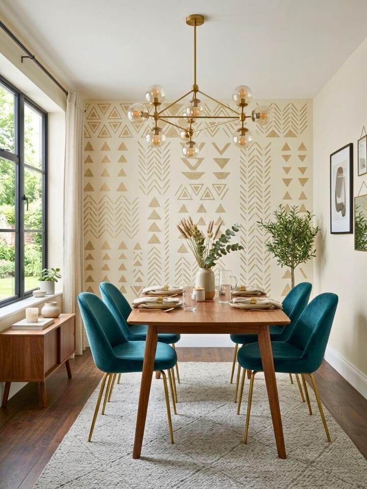 stenciled pattern wall to express creativity