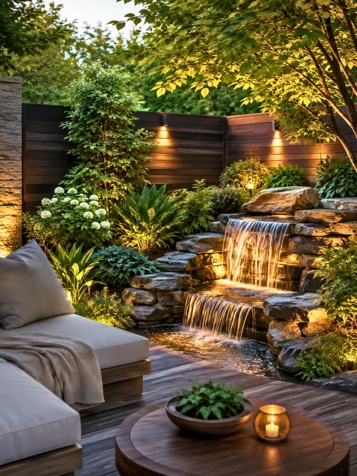 stone waterfall fountain for noise