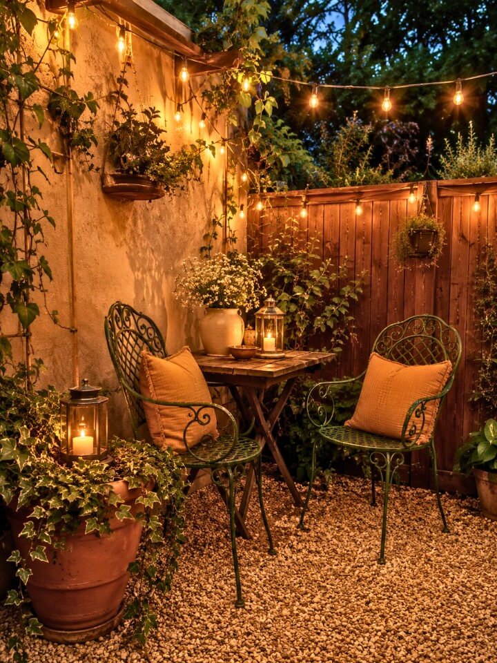string lights for warm patio evening