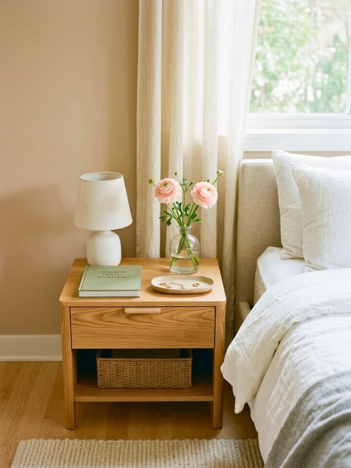 style your nightstand with simple spring touches