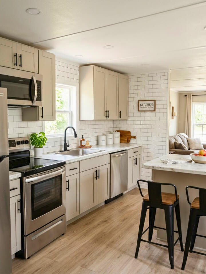 subway tile that gives the kitchen a clean finished look