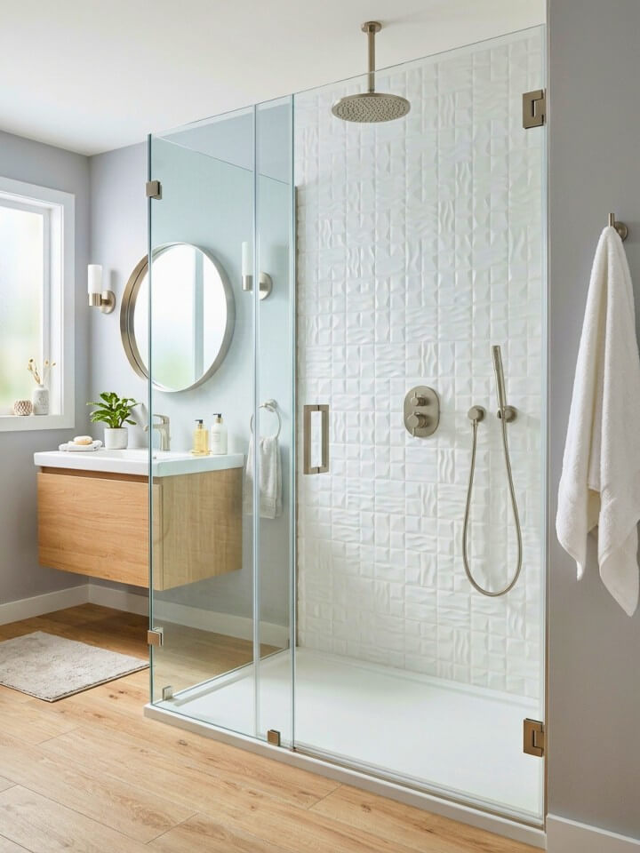 textured 3d mosaic shower wall for bathroom