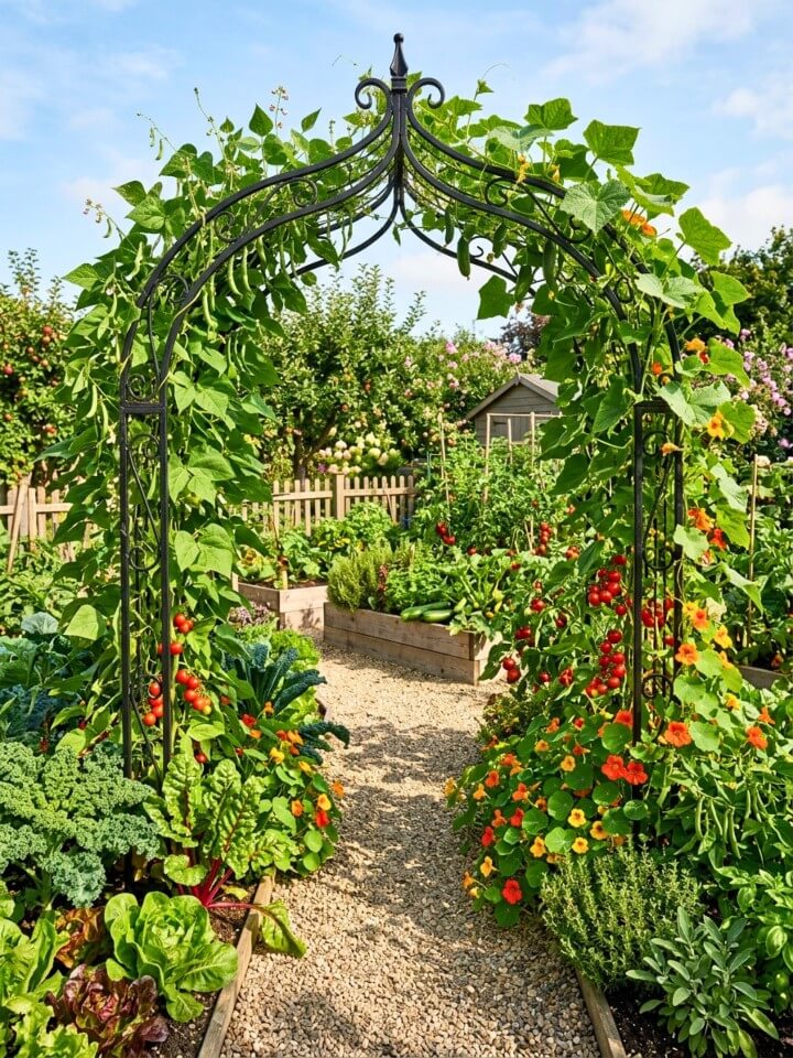 trellis archway entry for a garden fence