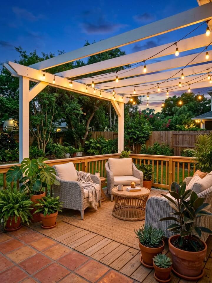 twinkling string lights above your outdoor space