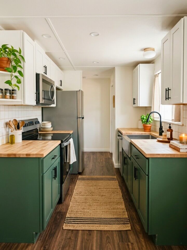 two tone cabinets single wide trailer kitchen